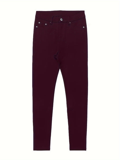 Jean skinny stretch taille haute pour femme, détail bouton en métal, style urbain, pantalon en jean coupe ajustée, 10 couleurs, S-XXL