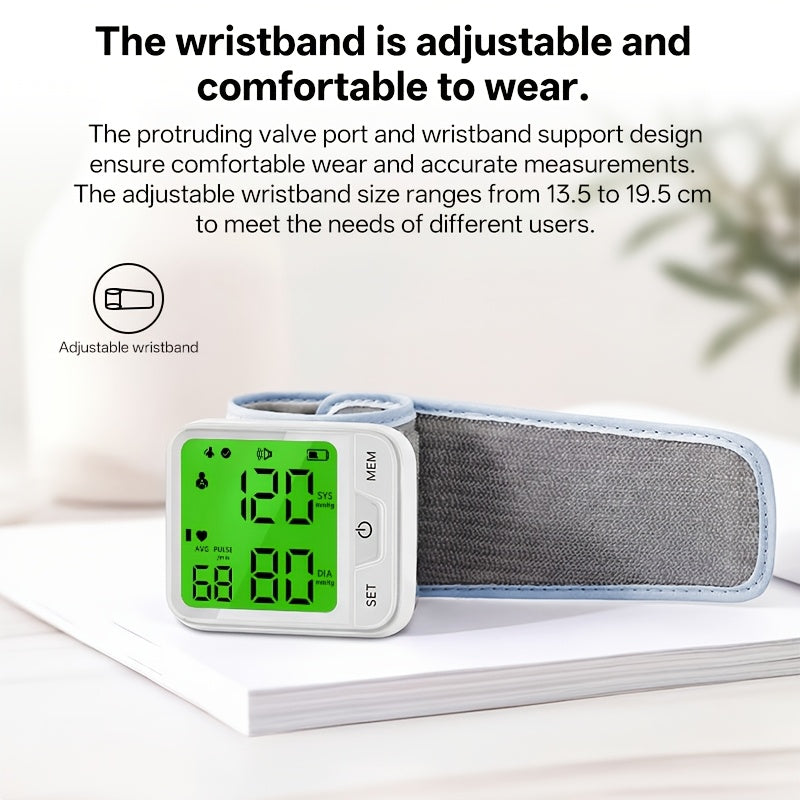 Tensiomètre au poignet numérique automatique – Grand écran LCD, fréquence cardiaque, détection de l'arythmie, portable pour usage domestique, seniors et adultes