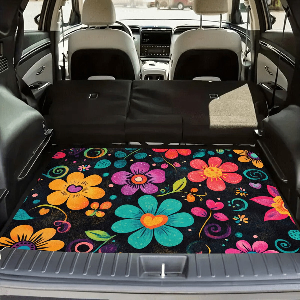 Tapis de coffre pour voiture – Revêtement de chargement antidérapant et imperméable avec motifs uniques, protection intérieure de véhicule durable contre la saleté, les déversements et les rayures, ajustement universel