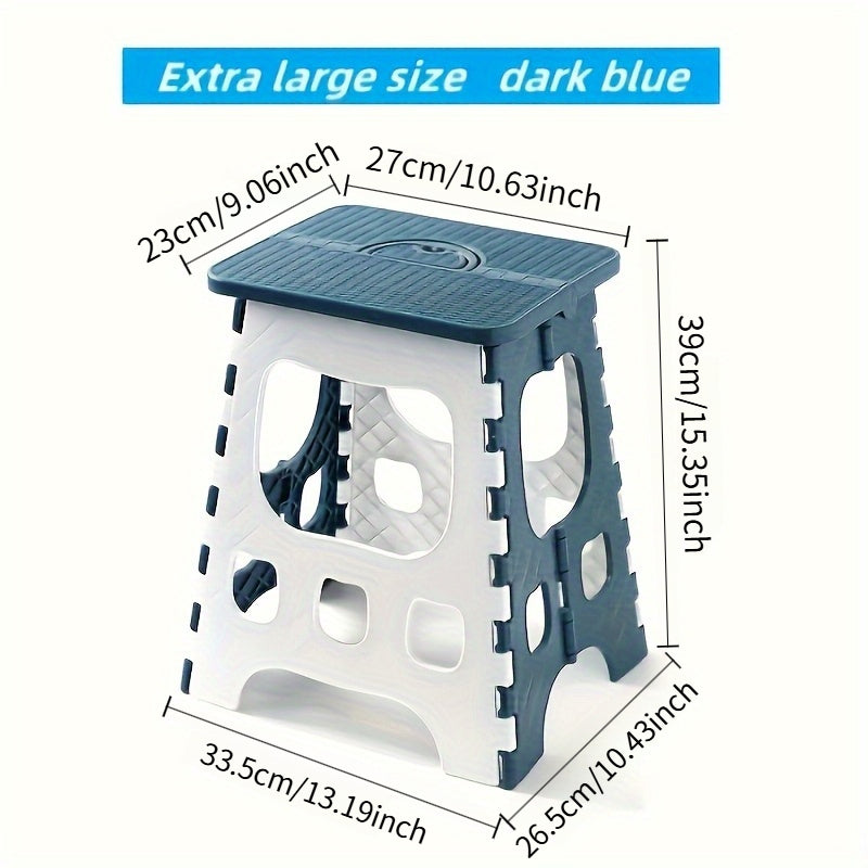 Tabouret de camping portable – Siège ovale léger en polypropylène PP pour usage intérieur et extérieur, randonnée, pêche, pique-nique, plage, design compact pliable, bleu foncé, excellente idée cadeau