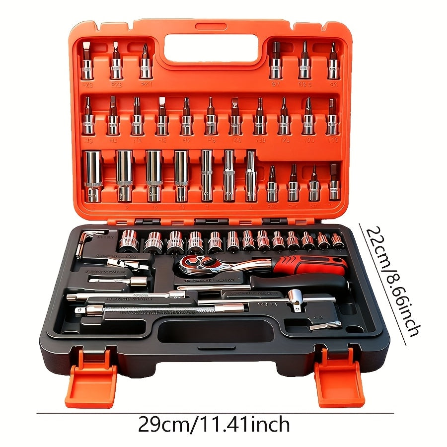 Ensemble d'outils professionnels de 52 pièces - Acier au chrome-vanadium, boîte à outils portable pour réparations domestiques et automobiles, kit d'outils à main multifonction pour passionnés et professionnels, cadeau idéal pour homme