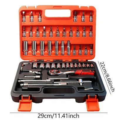 Ensemble d'outils professionnels de 52 pièces - Acier au chrome-vanadium, boîte à outils portable pour réparations domestiques et automobiles, kit d'outils à main multifonction pour passionnés et professionnels, cadeau idéal pour homme