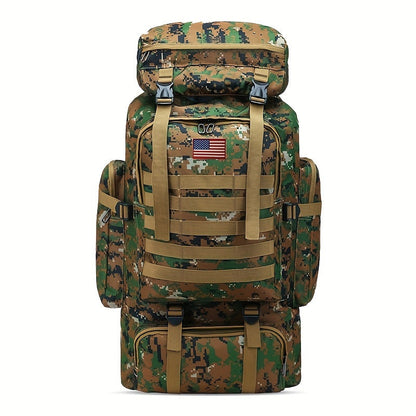 Sac à dos de randonnée tactique 80 L, sac d'assaut 3 jours – Système MOLLE unisexe en tissu Oxford réglable pour la randonnée, le camping, la chasse, les voyages et le sport, 6 couleurs