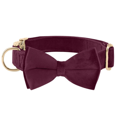 Collier avec nœud papillon pour chien en velours réglable avec boucle en métal - Collier avec nœud papillon mignon pour chiot, tailles S-XL pour chiens petits, moyens et grands, 12 couleurs, cadeau durable et élégant pour chien
