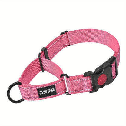 Collier pour chien réfléchissant avec boucle de sécurité verrouillable - 2,5 cm de large, réglable pour chiens de petite, moyenne et grande taille, collier de dressage avec visibilité nocturne
