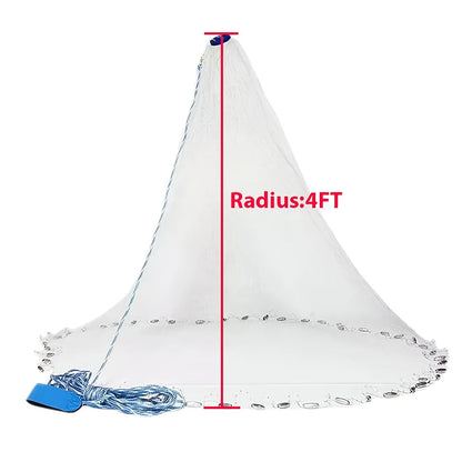 Épervier de pêche 8 pi/10 pi pour la capture d'appâts – Filet en monofilament de nylon robuste avec plombs en zinc haute résistance, conception à lancer facile pour la pêche américaine en eau douce et en mer, émerillon en acier 240/300