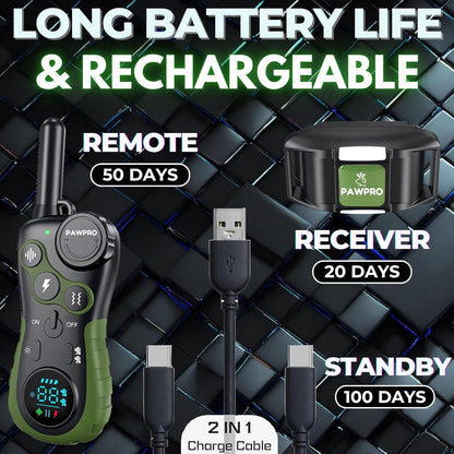Collier de dressage pour chien avec télécommande, portée de 6 km – 124 niveaux réglables, 4 modes (bip, vibration, choc, veilleuse), collier électronique rechargeable pour chiens de 2 à 61 kg, avec guide de dressage