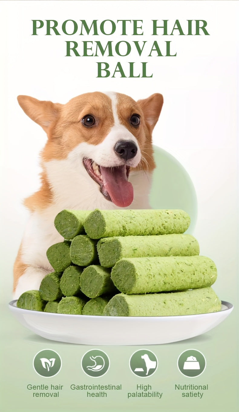 15 bâtonnets à mâcher à l'herbe pour chien – Friandises à mâcher naturelles pour le nettoyage des dents, haleine fraîche, collation riche en fibres pour la santé digestive à base d'herbe et de viande – Friandise saine pour chien de toutes races