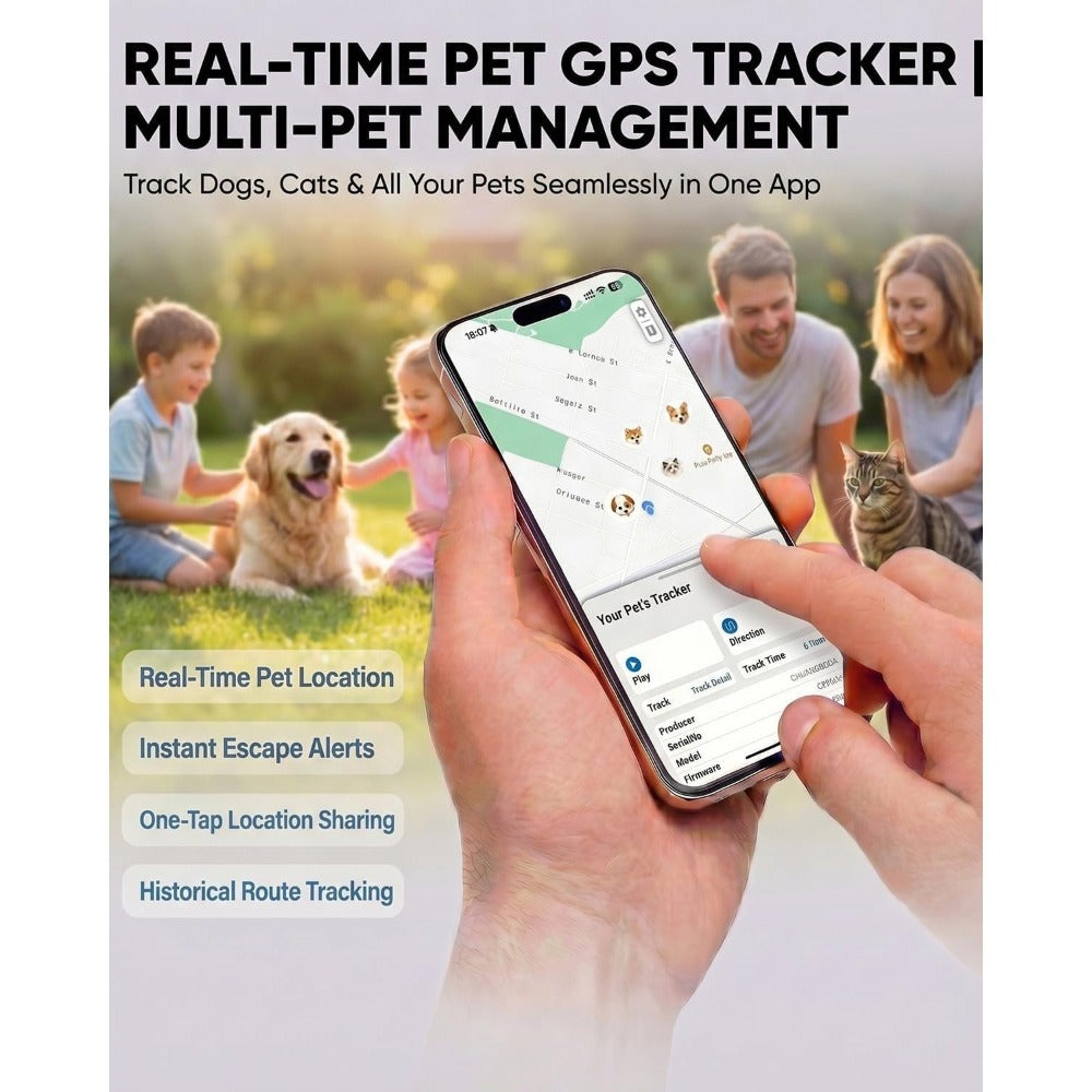 Traceur GPS pour chiens et chats – Sans abonnement, sans carte SIM, localisation en temps réel via l'application Localiser d'iOS, traceur intelligent ultra-fin pour animaux avec support de collier et alertes de zones de sécurité