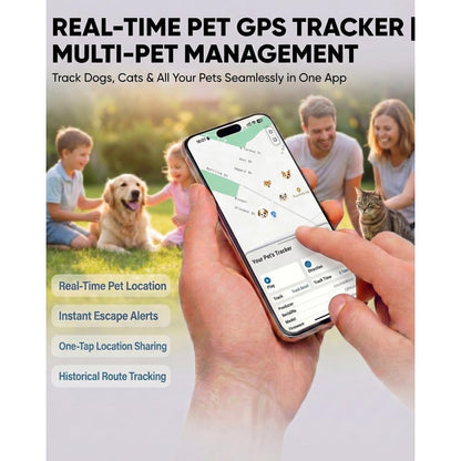 Traceur GPS pour chiens et chats – Sans abonnement, sans carte SIM, localisation en temps réel via l'application Localiser d'iOS, traceur intelligent ultra-fin pour animaux avec support de collier et alertes de zones de sécurité