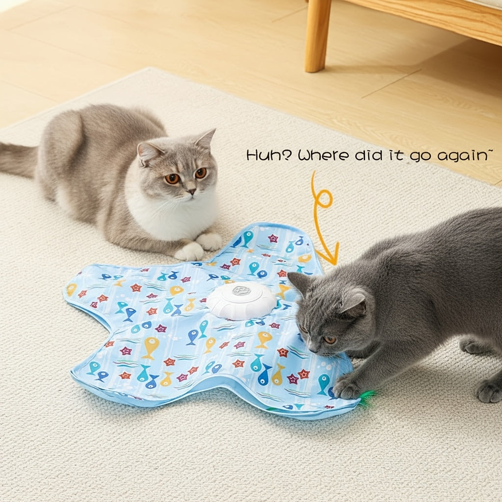 Jouet électrique pour chat à plateau tournant avec papillon en mouvement – Jeu interactif intelligent avec démarrage/arrêt automatique pour soulager l'ennui des chats d'intérieur, exercice stimulant, cadeau de Noël idéal pour les amoureux des chats