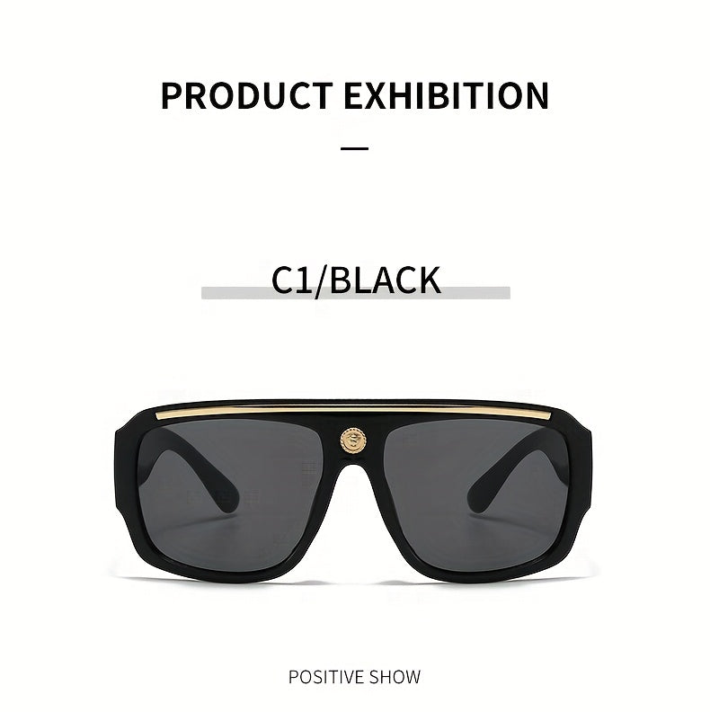 Lot de 2 lunettes de mode carrées Cyberpunk pour homme avec monture en métal – Lunettes de soleil légères style urbain pour homme, 8 options de couleur, usage quotidien et cadeau