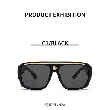 Lot de 2 lunettes de mode carrées Cyberpunk pour homme avec monture en métal – Lunettes de soleil légères style urbain pour homme, 8 options de couleur, usage quotidien et cadeau
