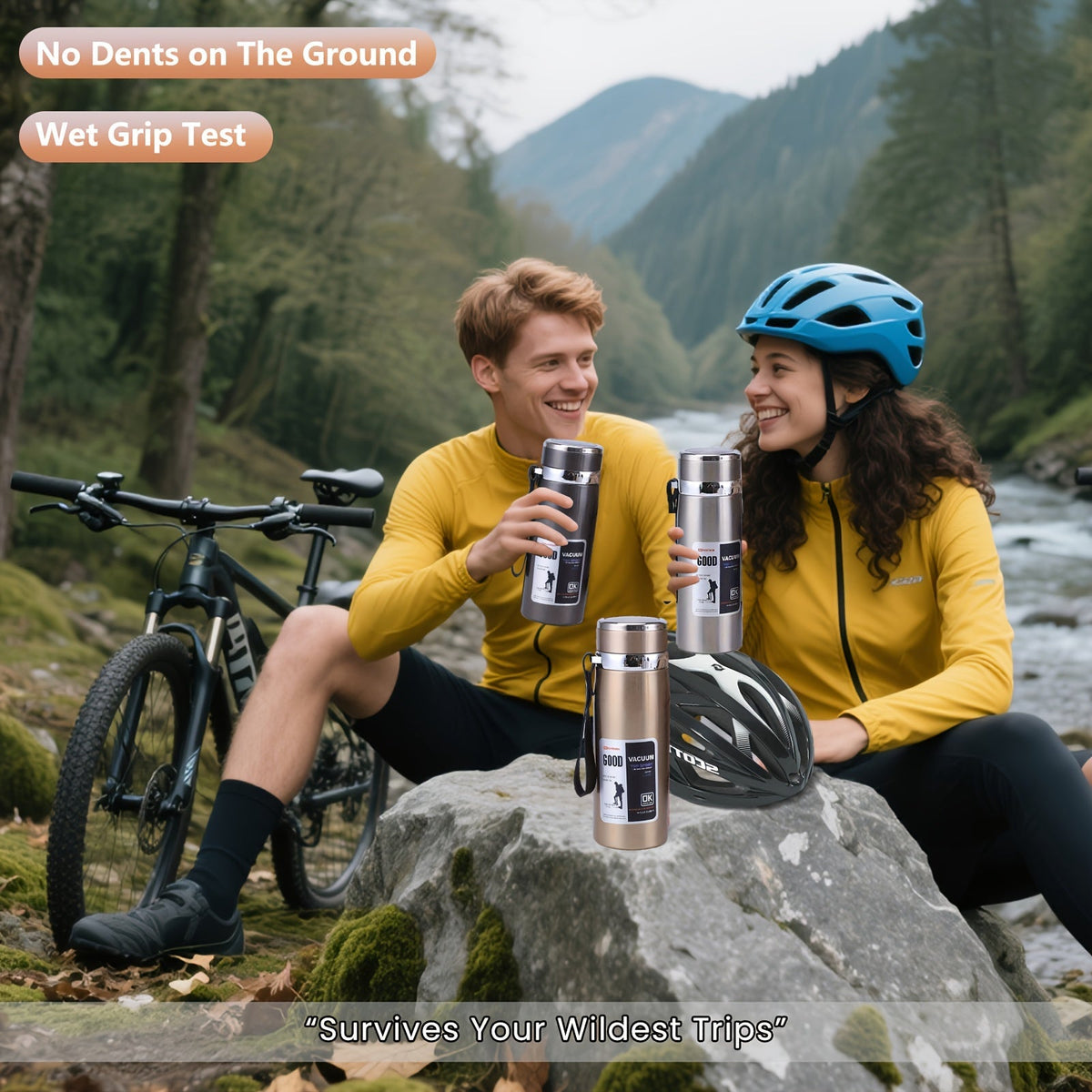 Bouteille d'eau isotherme grande capacité 1 L, gourde sous vide à double paroi en acier inoxydable 316 avec couvercle étanche pour le camping, les voyages, la salle de sport et l'hydratation au quotidien
