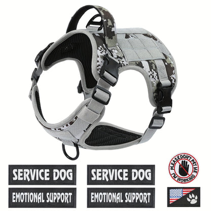 Harnais tactique pour chien – Gilet anti-traction style militaire pour animal de compagnie avec poignée de contrôle, ajustement sécurisé pour chiens actifs, motif uni, tailles S à XL, idéal pour le dressage, la randonnée et la marche