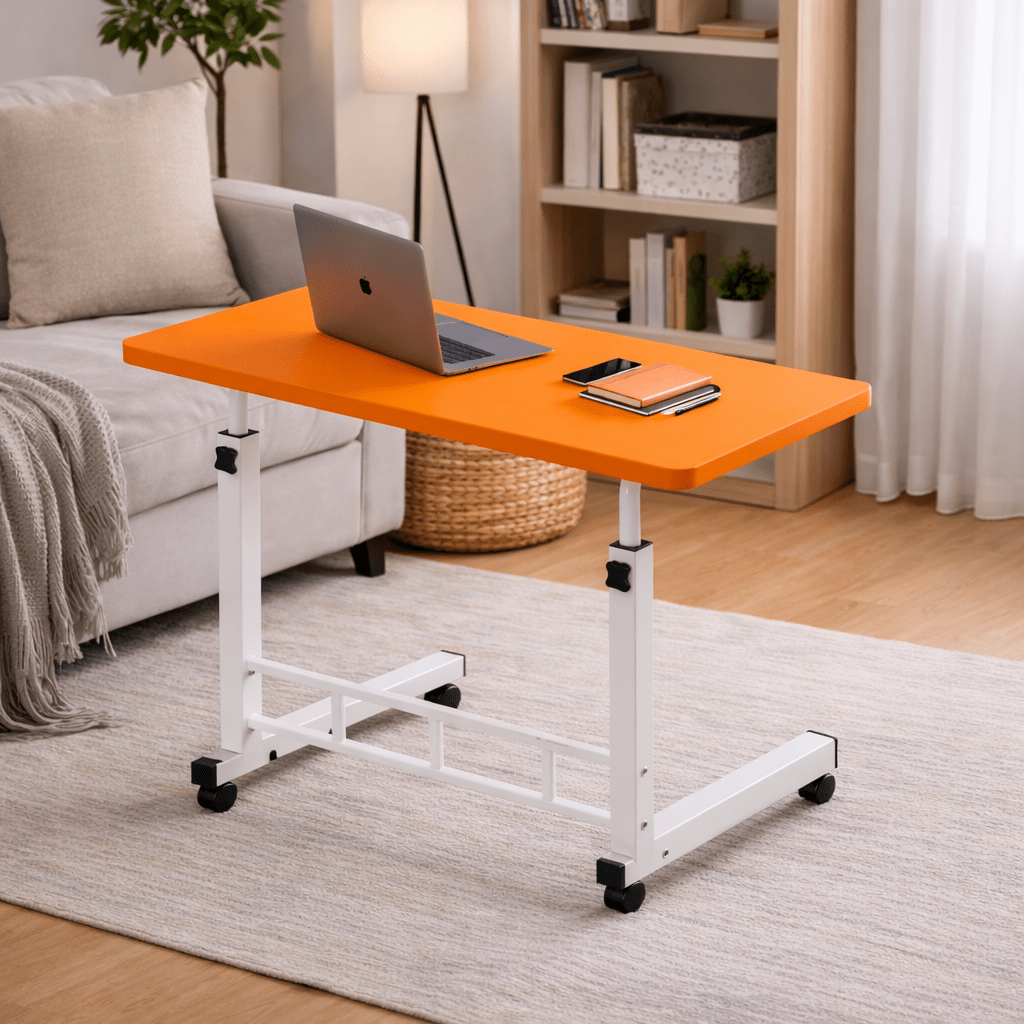 Table pour ordinateur portable mobile réglable en hauteur avec roulettes, bureau d'ordinateur de chevet roulant pour lit et canapé, table d'appoint pour chambre, dortoir et petits espaces, disponible en 8 couleurs