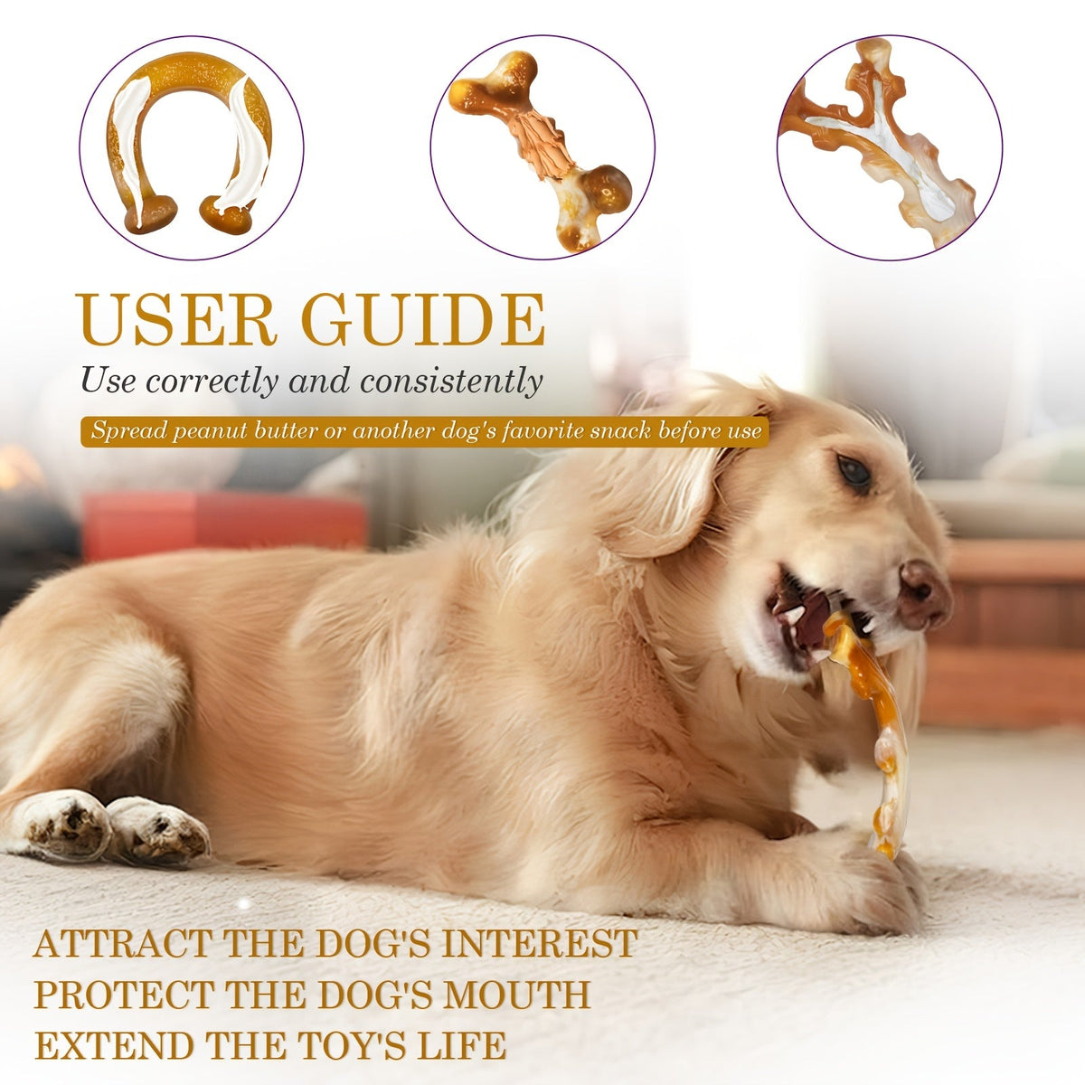 Lot de 3 jouets à mâcher durables pour chiens destructeurs – Jouets en nylon robuste pour chiens de taille moyenne à grande – Jouets à mâcher indestructibles longue durée pour le nettoyage des dents et contre l'ennui