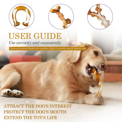 Lot de 3 jouets à mâcher durables pour chiens destructeurs – Jouets en nylon robuste pour chiens de taille moyenne à grande – Jouets à mâcher indestructibles longue durée pour le nettoyage des dents et contre l'ennui