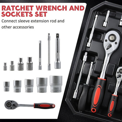 Ensemble d'outils professionnels de 52 pièces - Acier au chrome-vanadium, boîte à outils portable pour réparations domestiques et automobiles, kit d'outils à main multifonction pour passionnés et professionnels, cadeau idéal pour homme