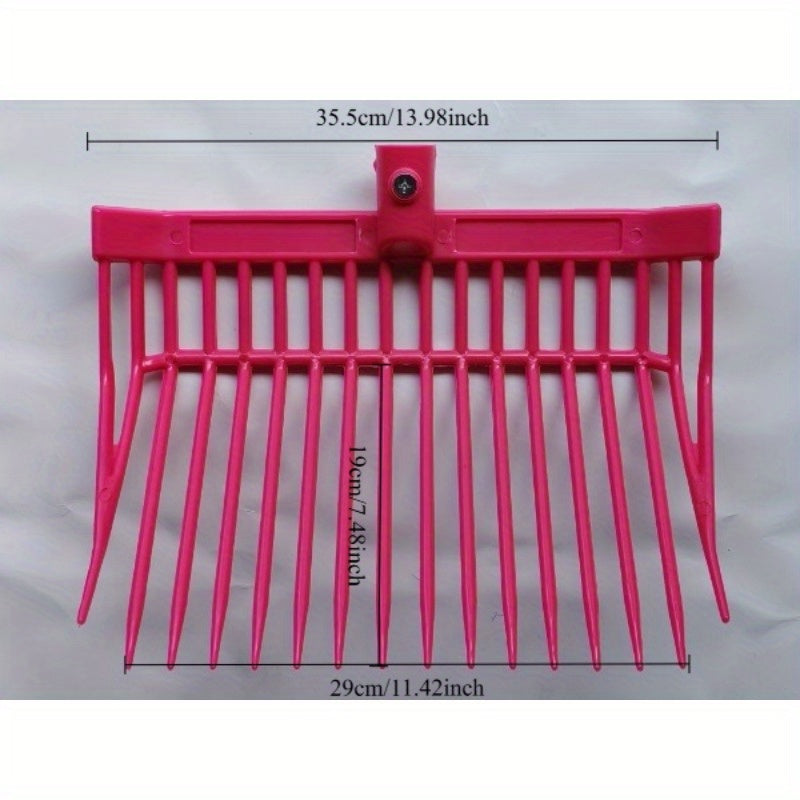 Fourche à fumier 16 dents en plastique ABS, stable et légère, résistante à la rouille et durable, idéale pour les centres équestres, les écuries et le nettoyage des granges, outil ergonomique et pratique.