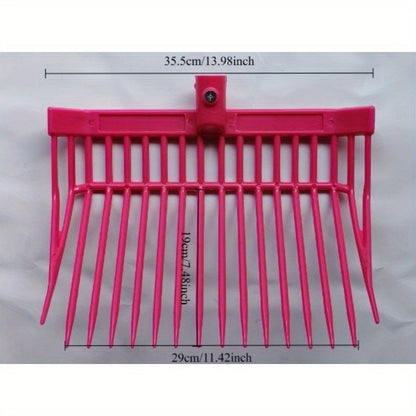 Fourche à fumier 16 dents en plastique ABS, stable et légère, résistante à la rouille et durable, idéale pour les centres équestres, les écuries et le nettoyage des granges, outil ergonomique et pratique.