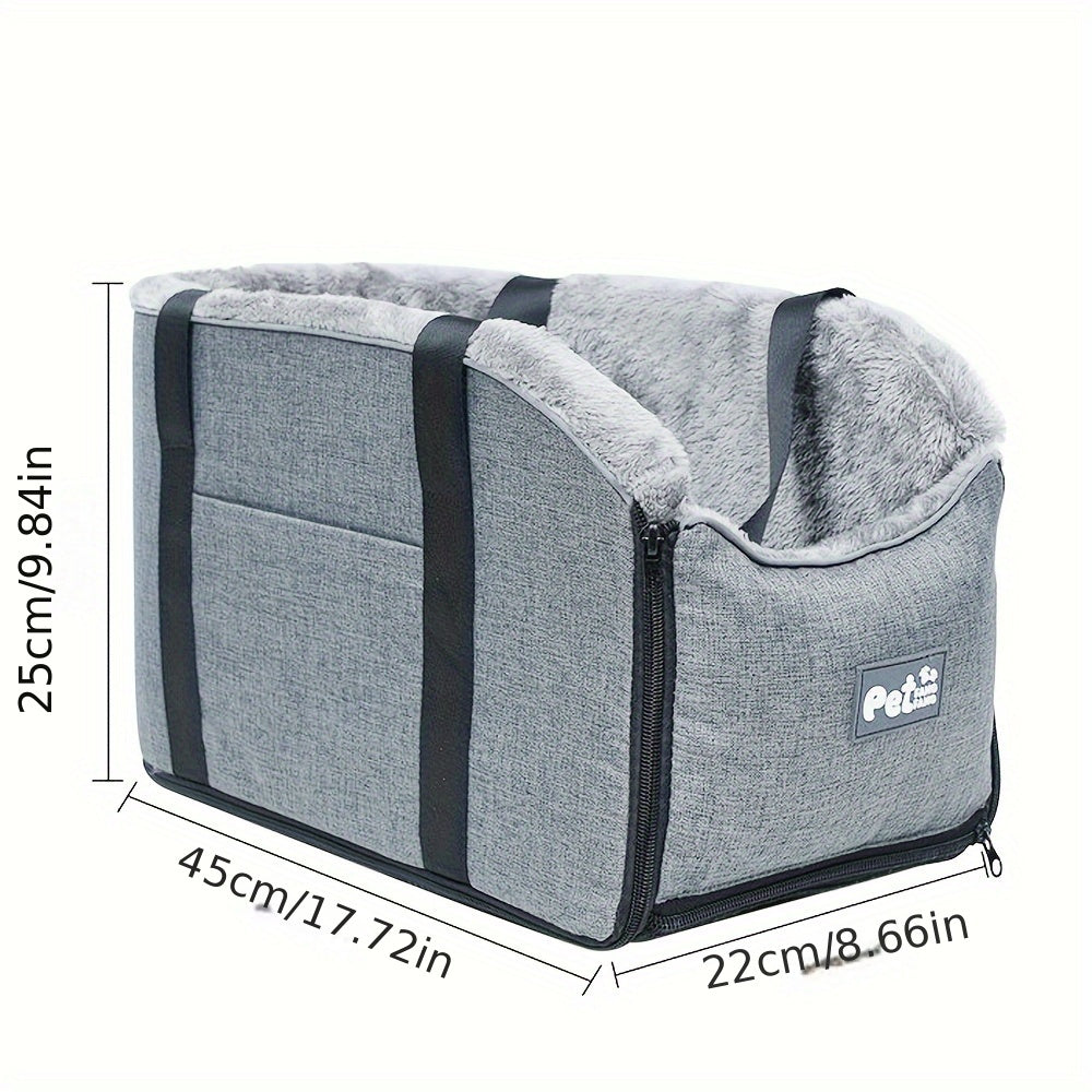 Siège rehausseur de voiture pour petits et moyens animaux – Sac de transport portable avec boucle de sécurité, vue surélevée, construction en polyester pour chiens et chats en voiture