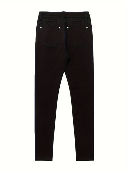 Jean skinny stretch taille haute pour femme, détail bouton en métal, style urbain, pantalon en jean coupe ajustée, 10 couleurs, S-XXL