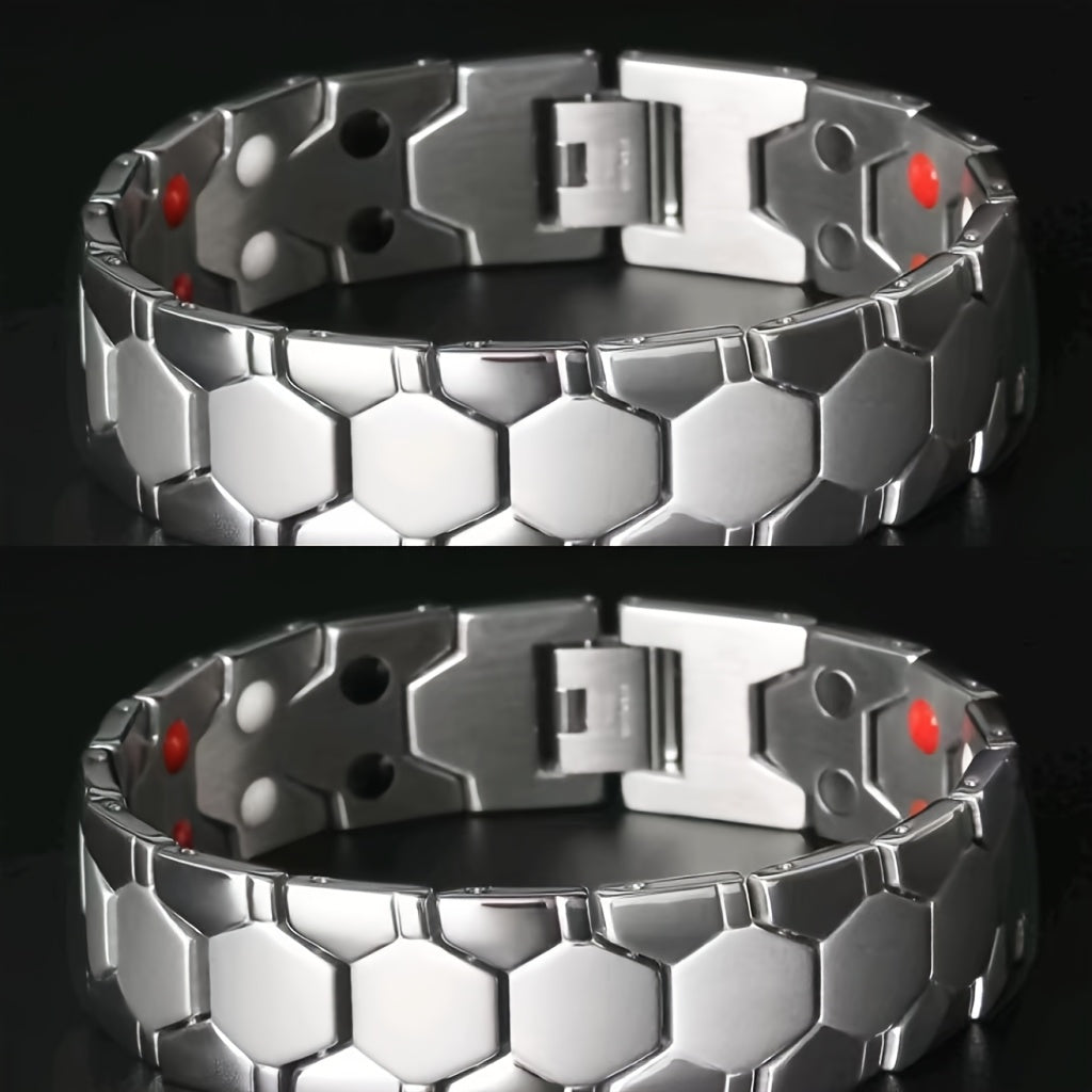 Bracelet hexagonal large en alliage de titane pour hommes, lot de 2 – Bracelet hypoallergénique et résistant à l'eau avec fermoir à ressort, accessoire de mode pour homme, disponible en noir, argent et or