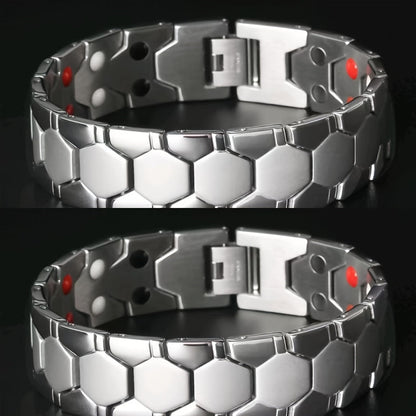 Bracelet hexagonal large en alliage de titane pour hommes, lot de 2 – Bracelet hypoallergénique et résistant à l'eau avec fermoir à ressort, accessoire de mode pour homme, disponible en noir, argent et or