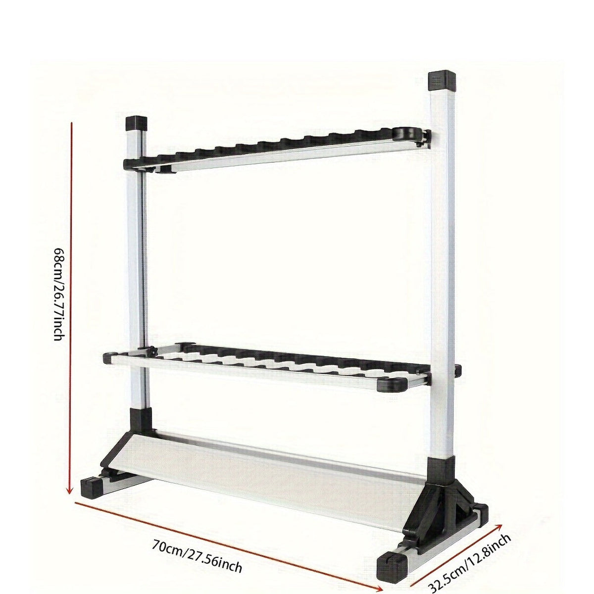 Support de cannes à pêche portable pour 24 cannes, en alliage d'aluminium résistant à la rouille avec poignées rembourrées - Rangement léger pour garage, chalet, chambre et équipement de pêche