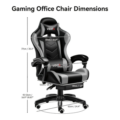 Chaise de jeu ergonomique à dossier haut style course avec repose-pieds et soutien lombaire – Chaise de bureau pivotante inclinable réglable, 8 couleurs