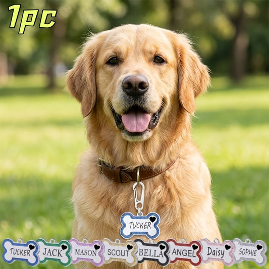 Plaque d'identification personnalisable pour collier de chien – Plaque élégante anti-perte avec nom et numéro de téléphone pour chats et chiens, 8 couleurs, convient aux petites, moyennes et grandes races, cadeau mignon et stylé pour animal de compagnie