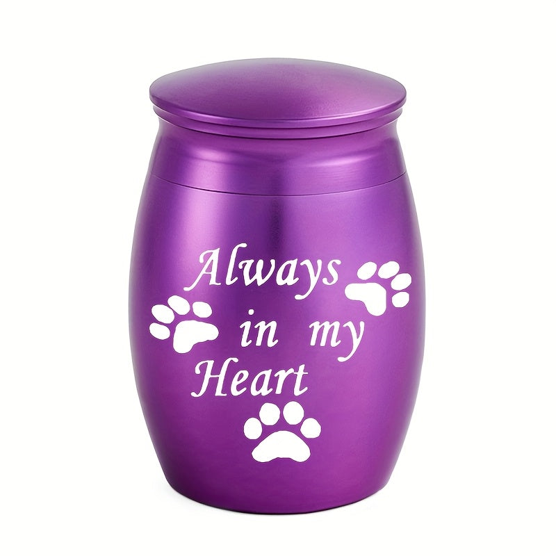 Petites urnes souvenirs pour cendres humaines et animaux - Mini urne funéraire de 1,57 pouce en alliage d'aluminium, support à cendres commémoratif « Always in My Heart », 6 couleurs disponibles