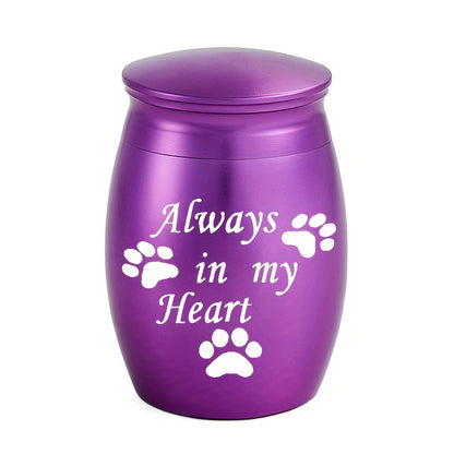 Petites urnes souvenirs pour cendres humaines et animaux - Mini urne funéraire de 1,57 pouce en alliage d'aluminium, support à cendres commémoratif « Always in My Heart », 6 couleurs disponibles
