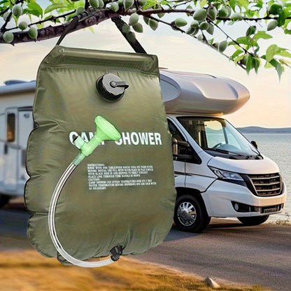 Douche de camping portable 20 L | Douche d'extérieur à chauffage solaire avec tuyau réglable | PVC léger et durable | Idéal pour le camping, la plage, les camping-cars et le jardin