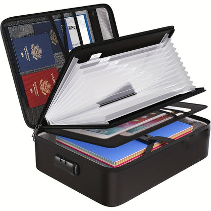 Boîte à documents ignifugée avec serrure et couvercle à fermeture éclair – Coffre-fort portable pliable, boîte de rangement résistante au feu pour dossiers suspendus format lettre et légal, coffre pour maison et bureau – Aobteeny