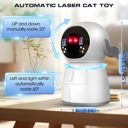Jouet laser double rechargeable pour chat et chien – Jouet interactif à détection de mouvement automatique avec 3 modes de vitesse, capteur de 4 mètres, tête réglable pour chats, chatons et chiens d'intérieur