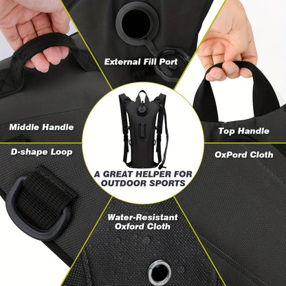 Sac à dos d'hydratation avec poche à eau de 3 L – Sac de randonnée en nylon avec réservoir inclus pour le camping, le trail et les aventures en plein air, disponible en kaki, vert, camouflage et camouflage gris