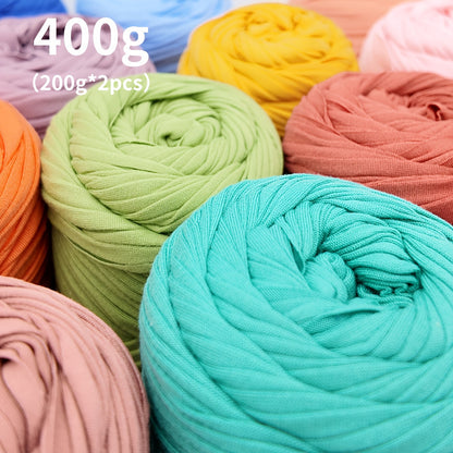 Fil de coton pour t-shirt 400 g (2 x 200 g) mélange de coton épais en 49 couleurs – Fil épais et doux pour paniers au crochet, sacs, tapis, projets de macramé et tricot – Fil de loisirs créatifs idéal pour les débutants