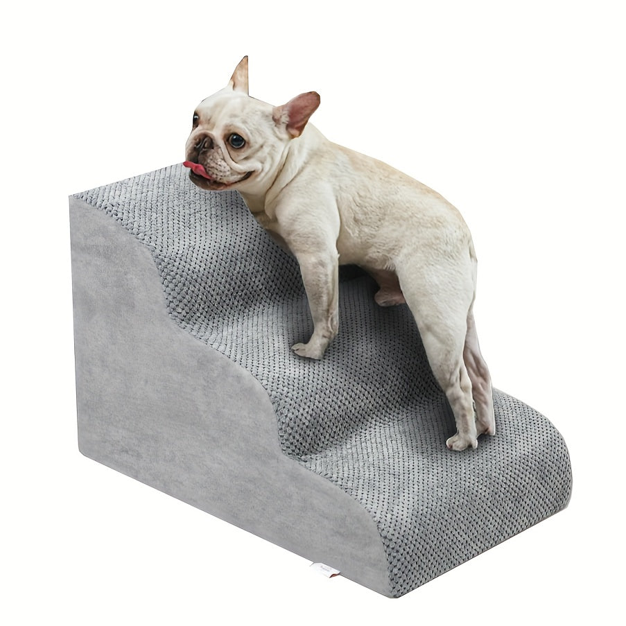 NIUBYA Escaliers pour chiens extra larges pour petits chiens – Marches pour animaux en mousse haute densité, fond antidérapant, rampe rembourrée douce pour lits hauts, canapés et divans, idéal pour les chiens âgés ou blessés, polypropylène, compact