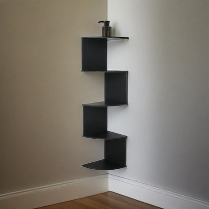 Étagère d'angle murale à 5 niveaux – Bibliothèque flottante et étagère de rangement pour salon, chambre et cuisine, séparateur d'angle gain de place, 5 styles disponibles