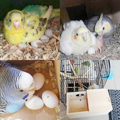 Nichoir en bois pour perruches, ondulées et calopsittes – Nichoir d'élevage en bois naturel, accessoire de cage confortable – Habitat de nidification sûr pour petits oiseaux de compagnie