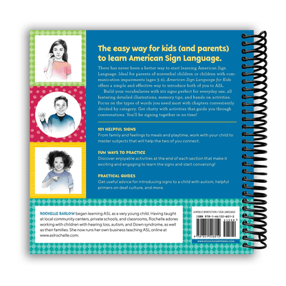Langue des signes américaine pour les enfants, reliure spirale – 101 signes ASL faciles pour la communication non verbale | 3-6 ans | Soutien à l'autisme, culture sourde et guide d'apprentissage parent-enfant, 176 pages