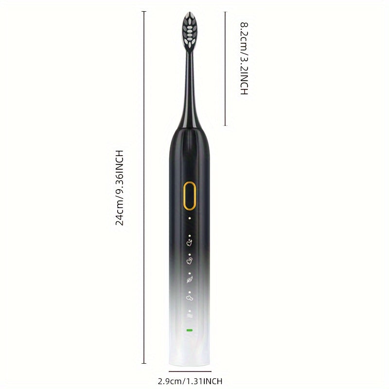 Sonic Electric Toothbrush IPX8 Waterproof USB Rechargeable with 5 Replacement Brush Heads Smart Timer Metal Shaft for Adults Men Women Couple Style Rechargeable Oral Care