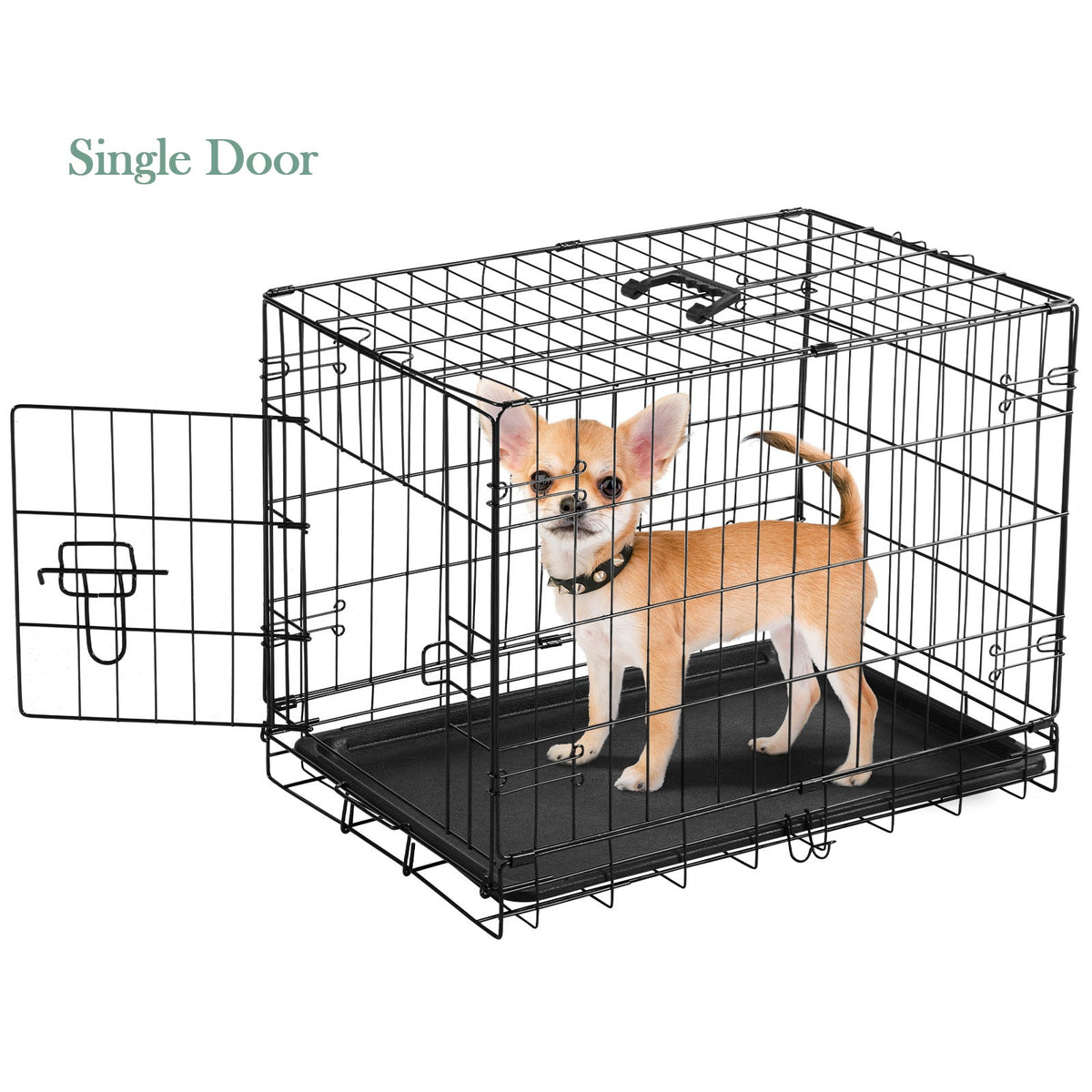 Cage pour chien pliable en fil métallique avec séparateur et plateau étanche – Chenil en métal repliable à double porte pour chiens de petite, moyenne et grande taille, pour intérieur, extérieur et voyage
