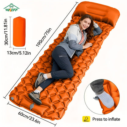 Matelas de camping gonflable - Matelas ultraléger avec oreiller et pompe à pied intégrée, tapis compact et portable pour la randonnée, le trekking, les voyages en voiture, la plage et le camping sous tente, couleurs variées