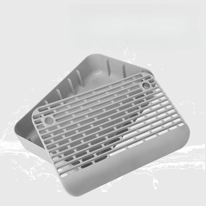 Tapis de litière pour chat double épaisseur avec rebord et pieds amovibles – Conception filtrante antidérapante et étanche, facile à nettoyer, convient à la plupart des bacs à litière, gris clair