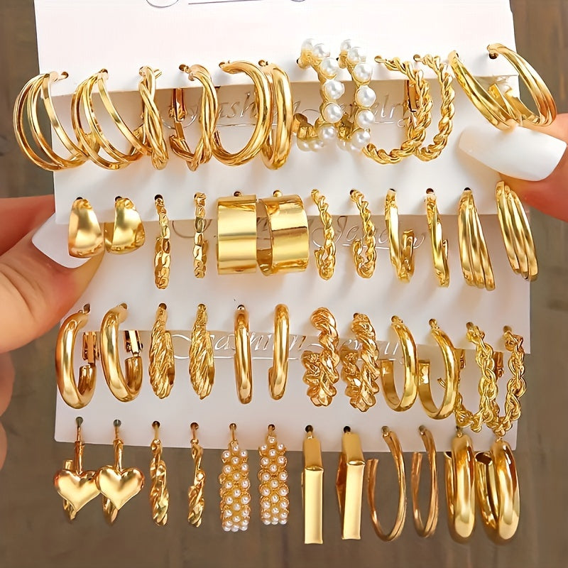 Lot de 48 boucles d'oreilles perles fantaisie pour femmes – Assortiment de modèles à puce et pendants, boucles d'oreilles hypoallergéniques couleur argent pour le quotidien, les vacances, les rendez-vous et les cadeaux de fêtes