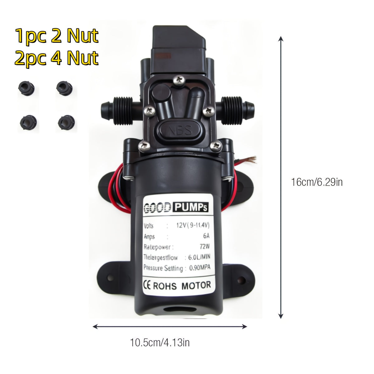 Pompe à eau à diaphragme auto-amorçante 12V 130PSI, pompe électrique portable haute pression pour lavage de voiture, camping-car, caravane, aquarium et pressurisation d'eau - Lot de 1/2/3, ABS durable