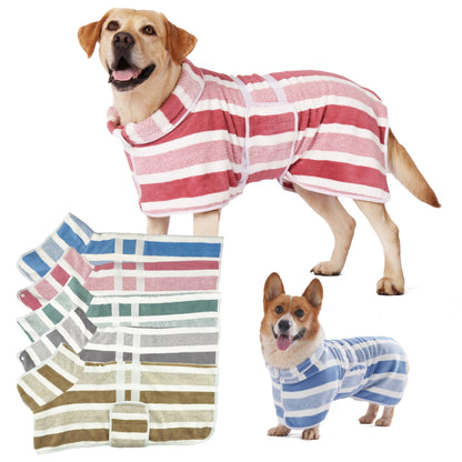 Peignoir de bain séchage rapide pour chiens, serviette enveloppante pour chiens de petite, moyenne et grande taille, fermeture à boutons-pression réglable, robe de séchage toutes saisons après le bain, peignoir pour animal lavable en machine